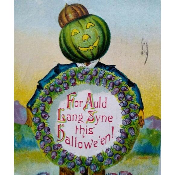 Halloween Green Face Goblin Gottschalk Dreyfuss & Davis Postcard Germany 1909 - Picture 5 of 5